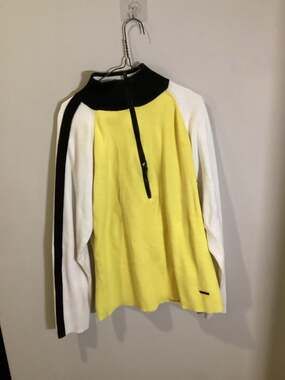 Active Ralph Lauren Yellow Colorblock Quarter-Zip Ribbed Cotton Sweater XL